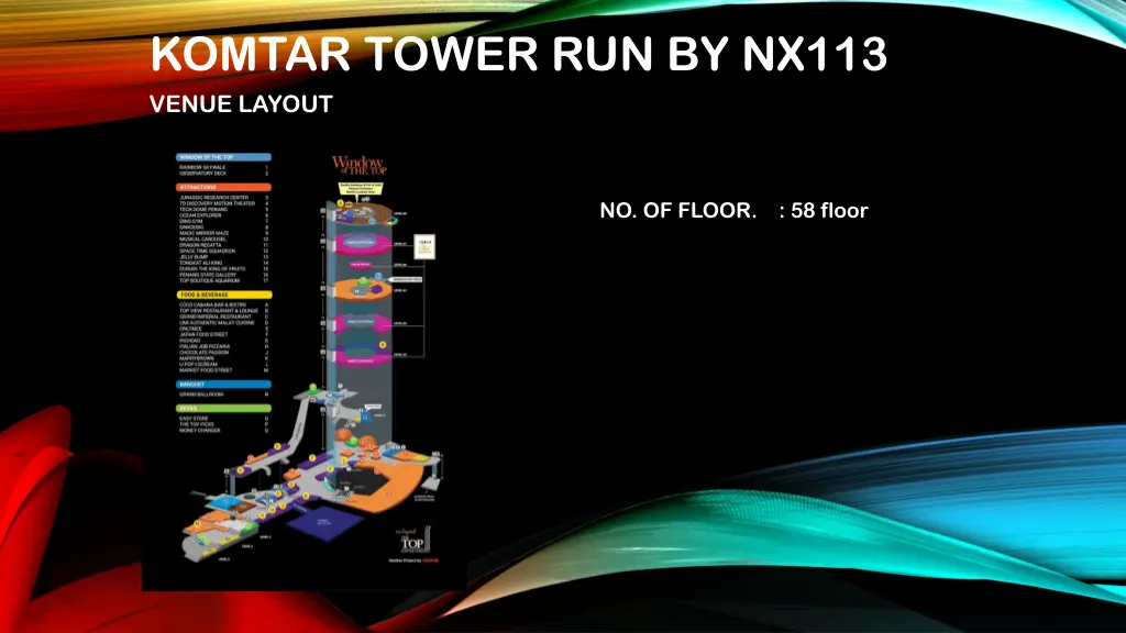 komtar tower run by nx113 venue layout