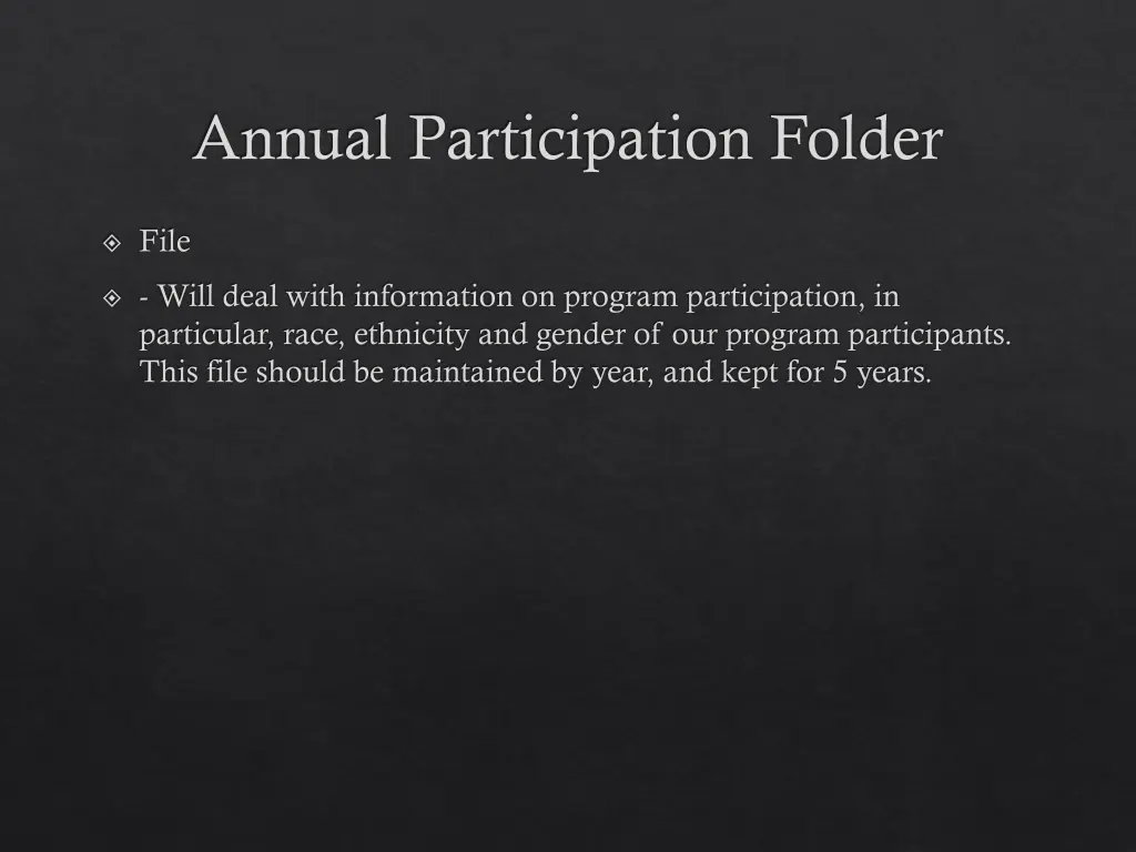 annual participation folder