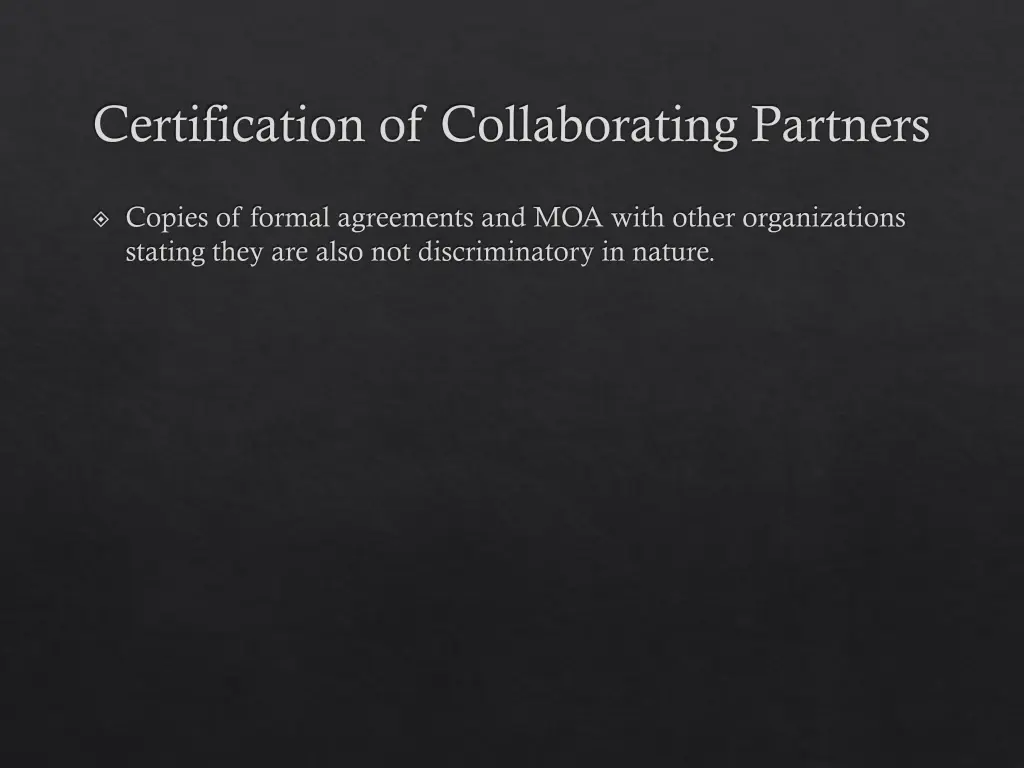 certification of collaborating partners