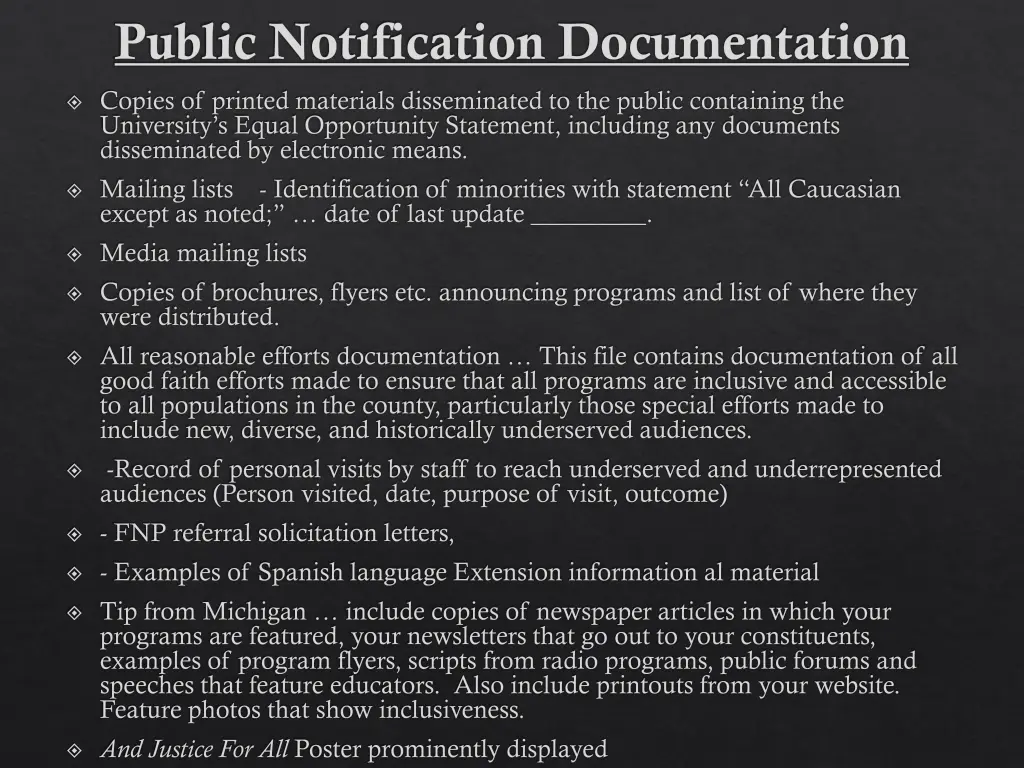 public notification documentation copies