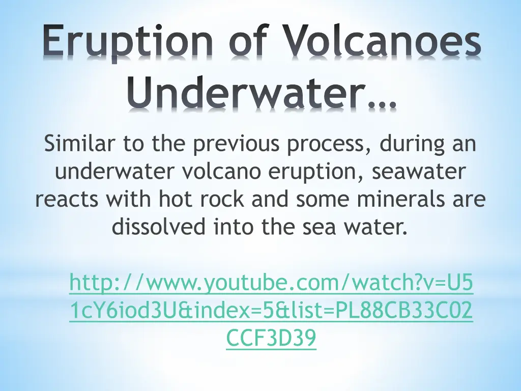 eruption of volcanoes underwater