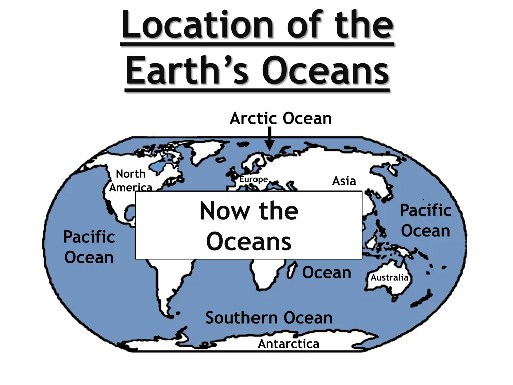 location of the earth s oceans