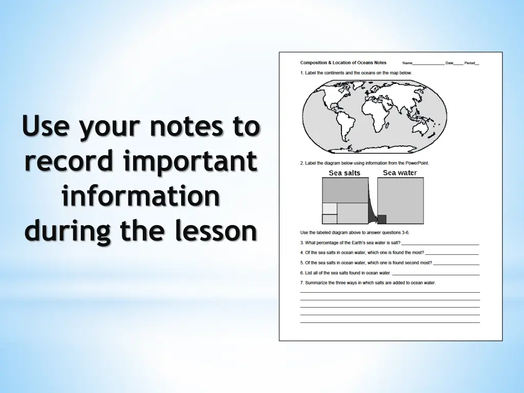 use your notes to record important information