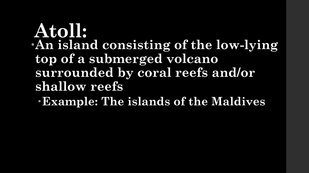 atoll an island consisting of the low lying