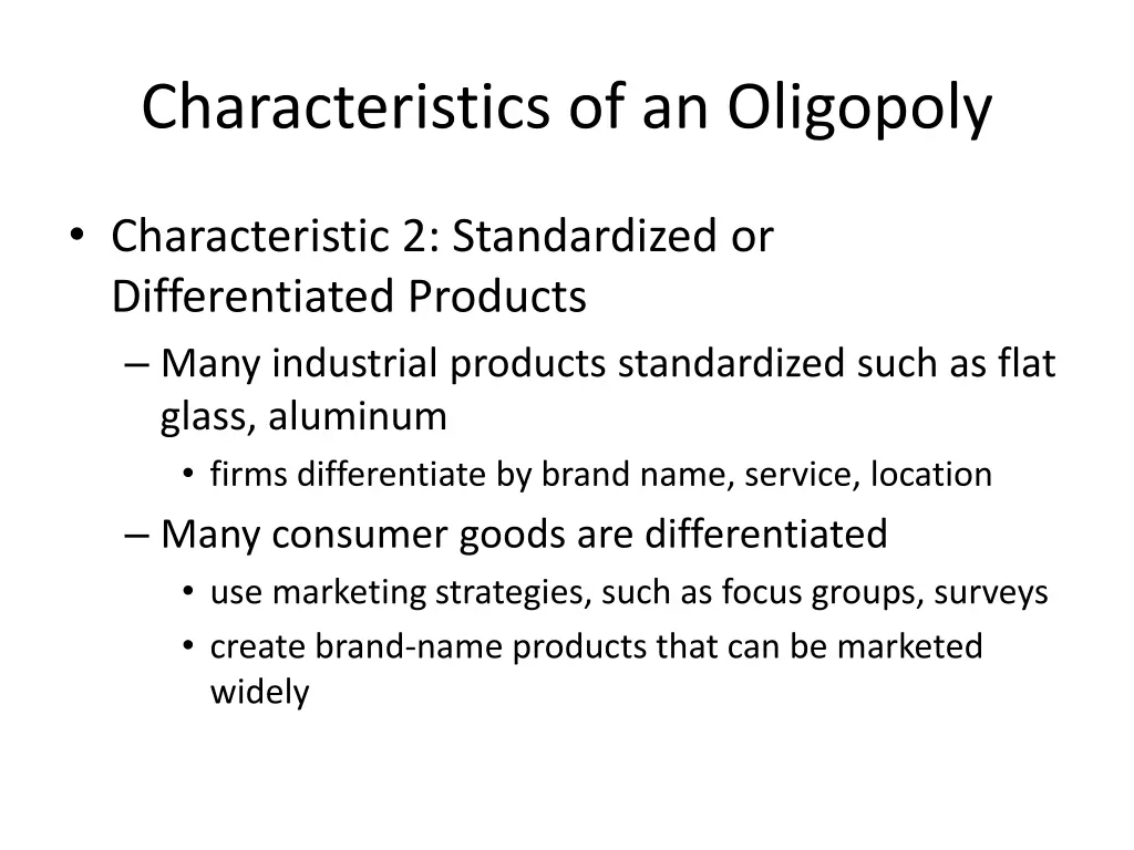 characteristics of an oligopoly 2