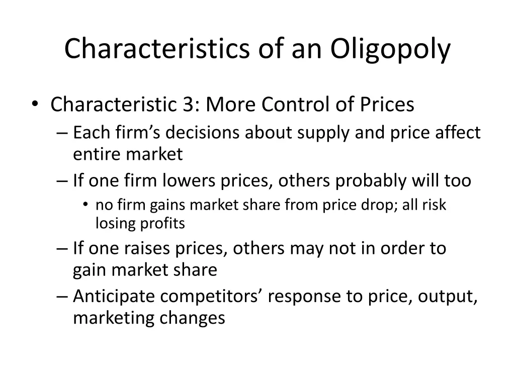 characteristics of an oligopoly 3