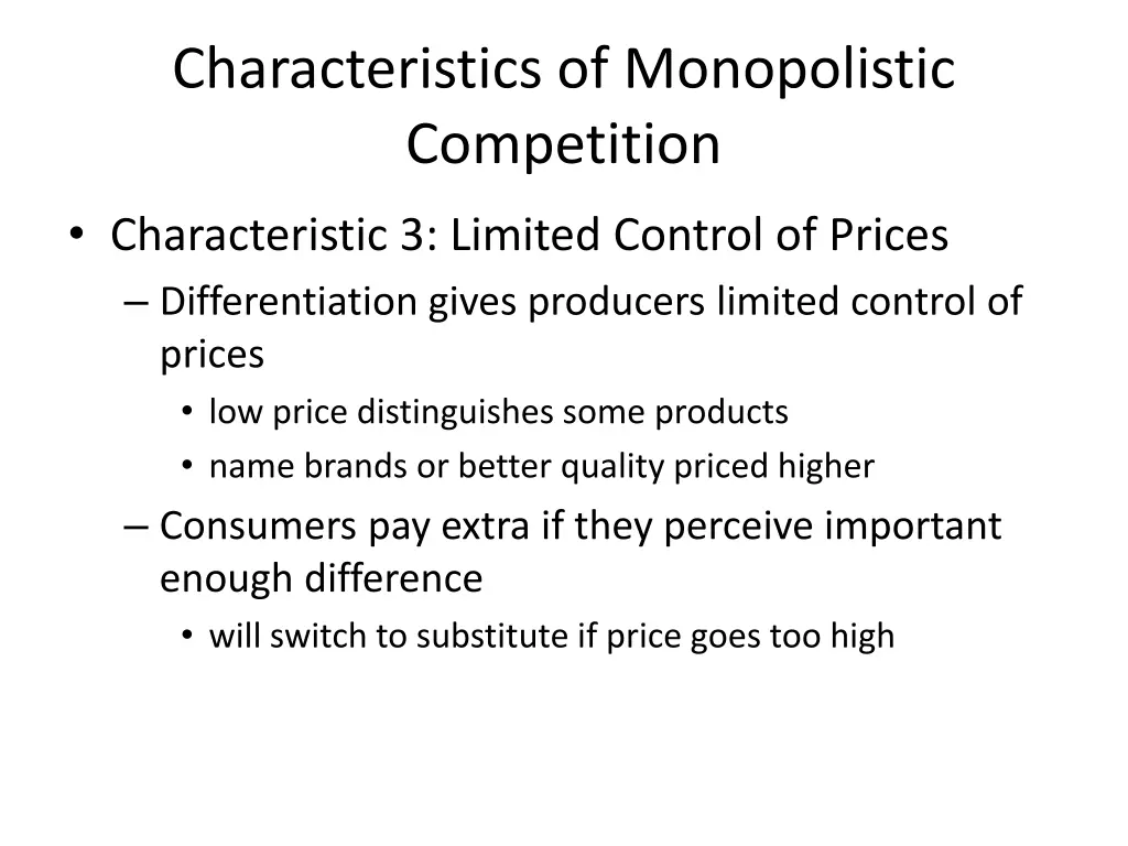 characteristics of monopolistic competition 2