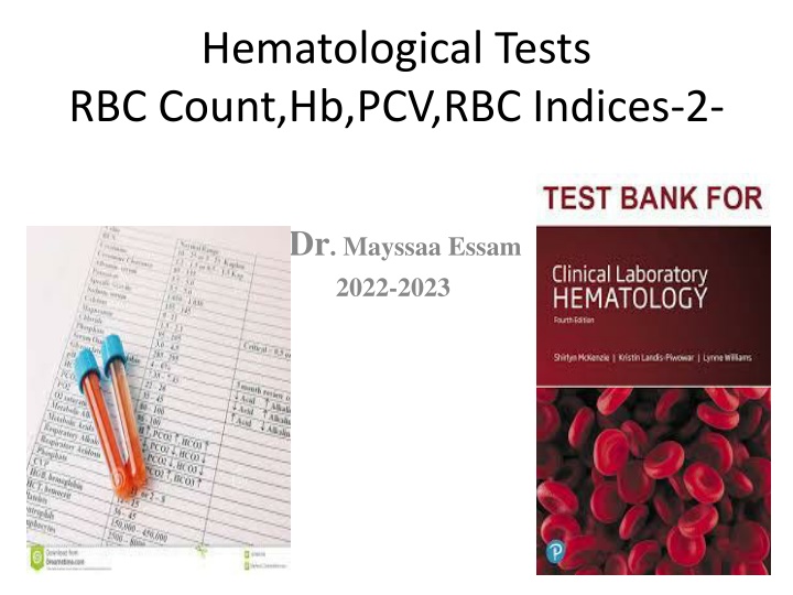 hematological tests rbc count hb pcv rbc indices 2