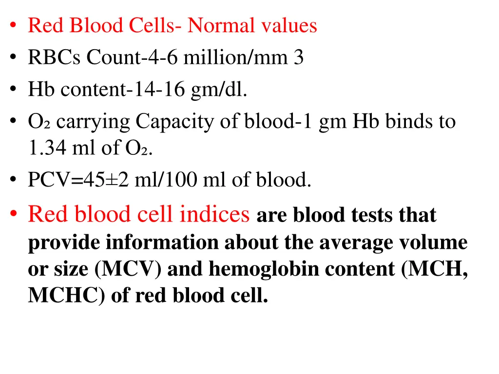 red blood cells normal values rbcs count