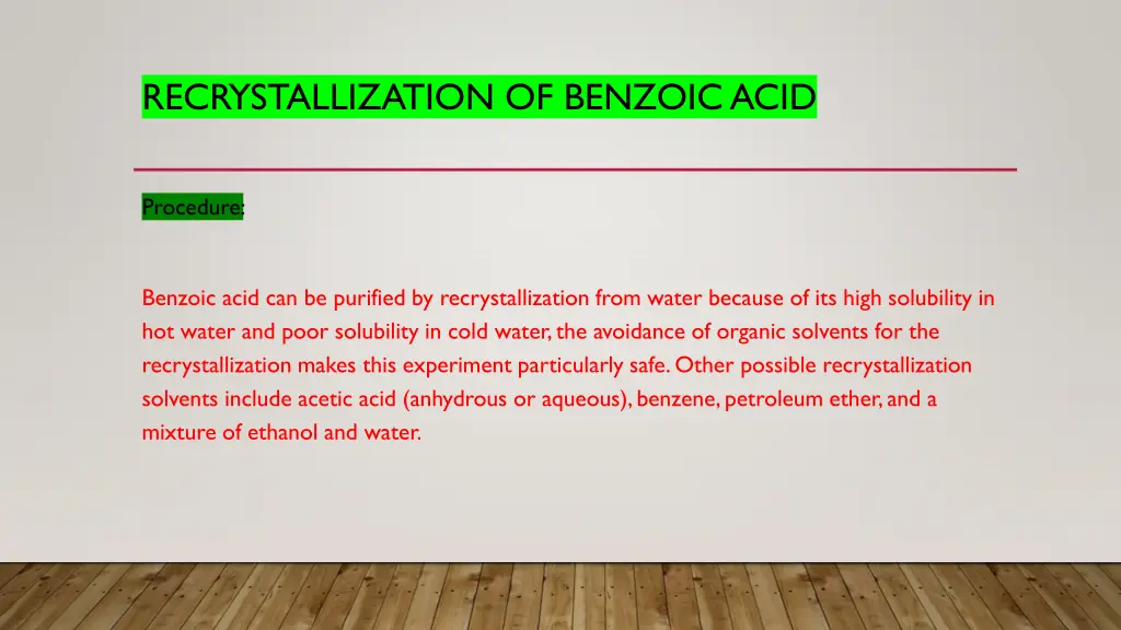 recrystallization of benzoic acid