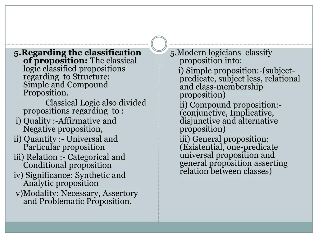 5 regarding the classification of proposition