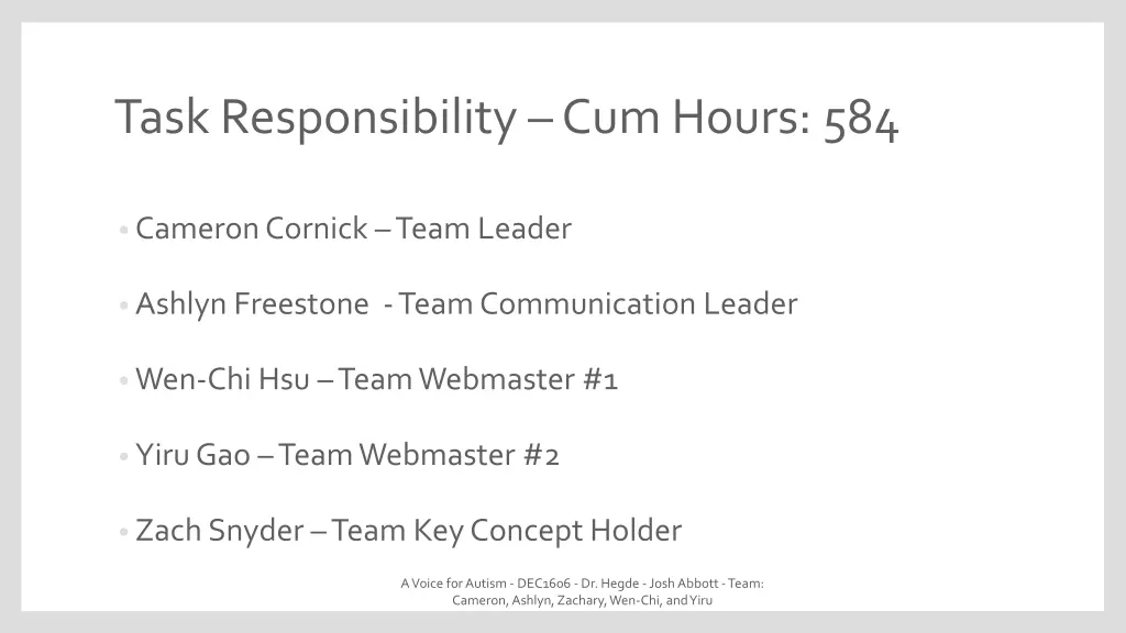 task responsibility cum hours 584