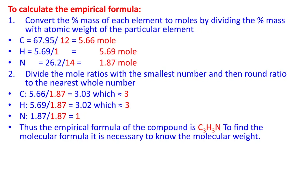 to calculate the empirical formula 1 convert