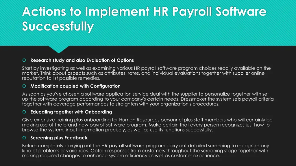 actions to implement hr payroll software