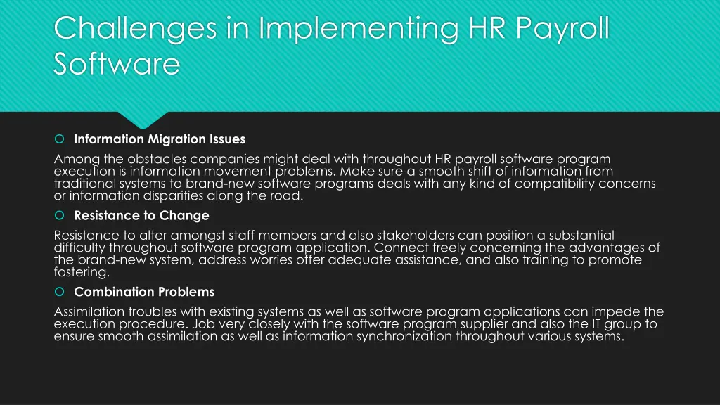 challenges in implementing hr payroll software