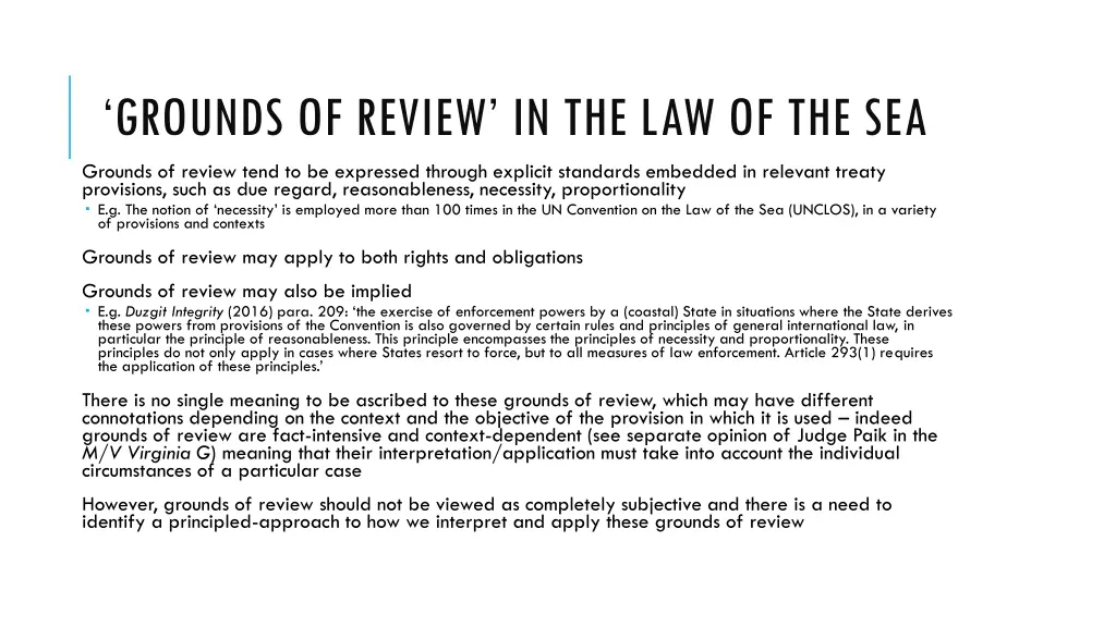 grounds of review in the law of the sea