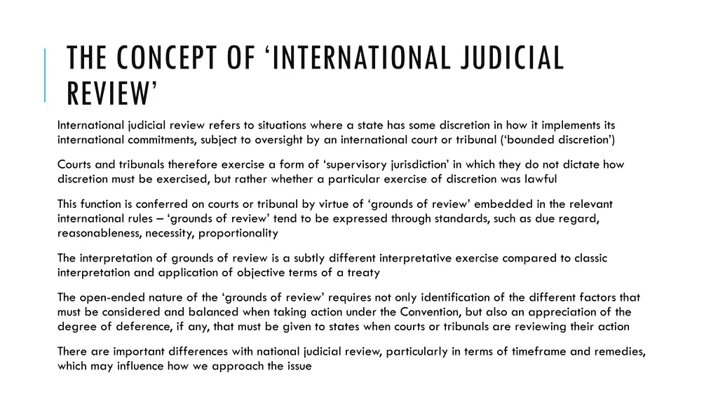 the concept of international judicial review