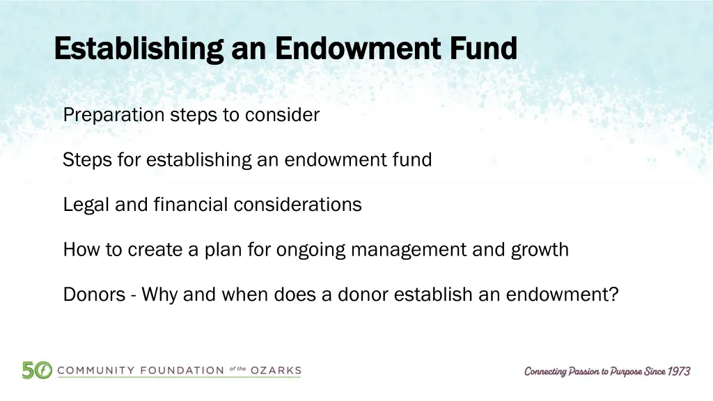 establishing an endowment fund establishing