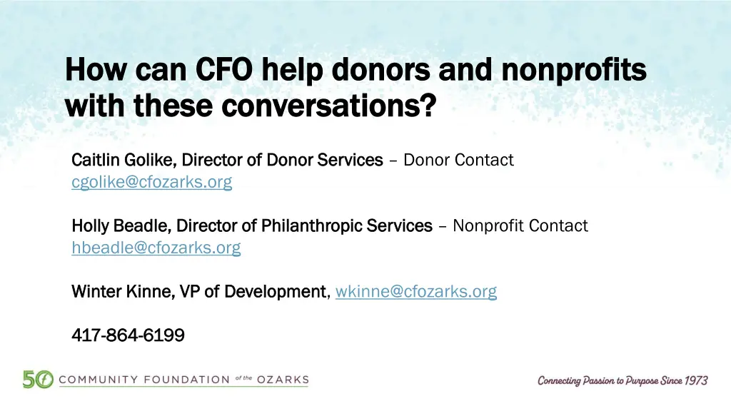 how can cfo help donors and nonprofits