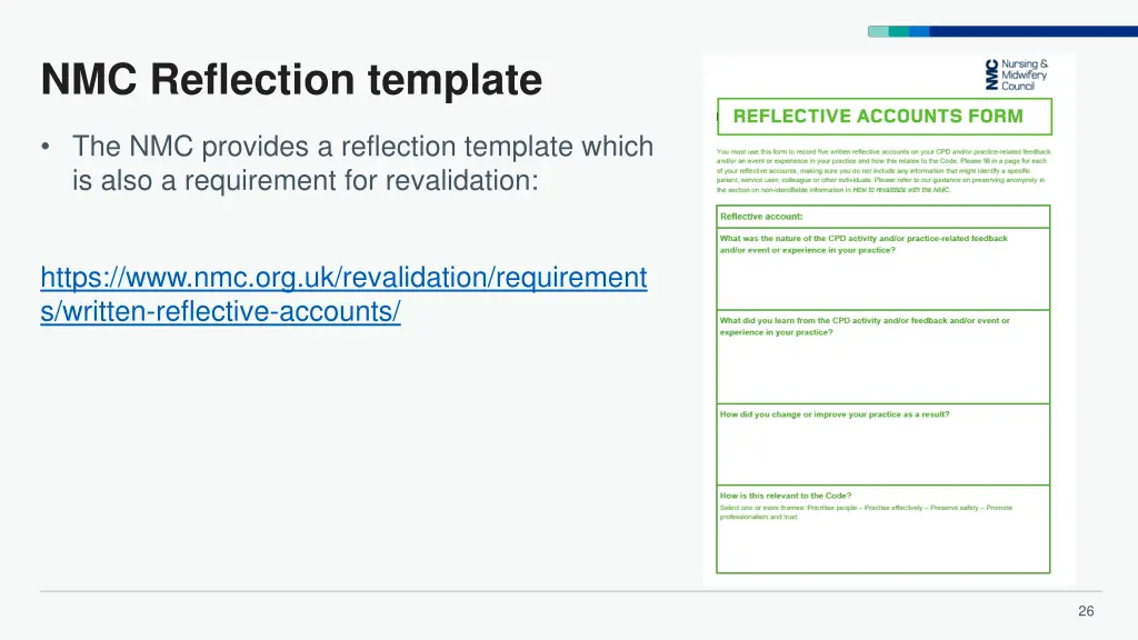 nmc reflection template