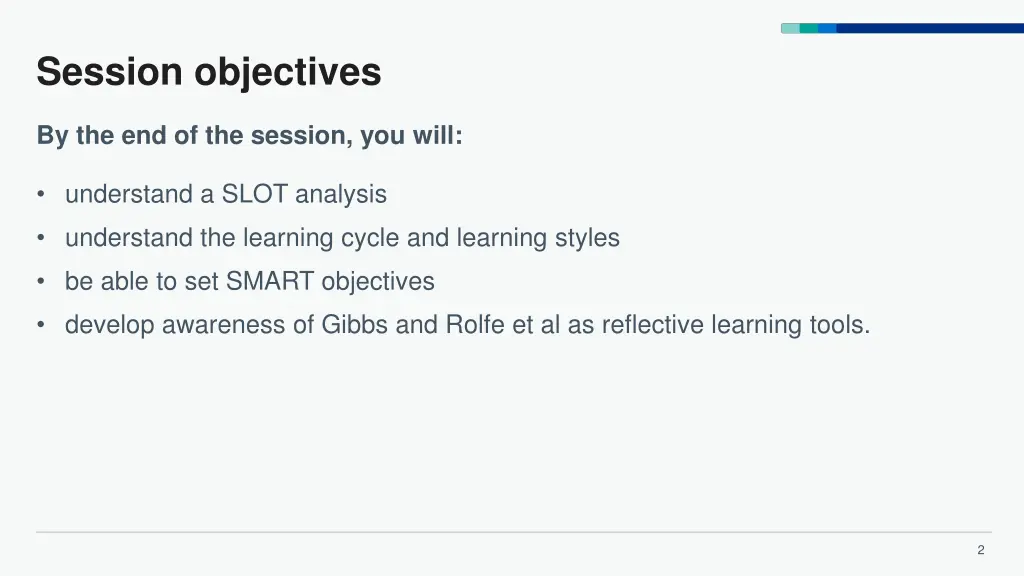 session objectives