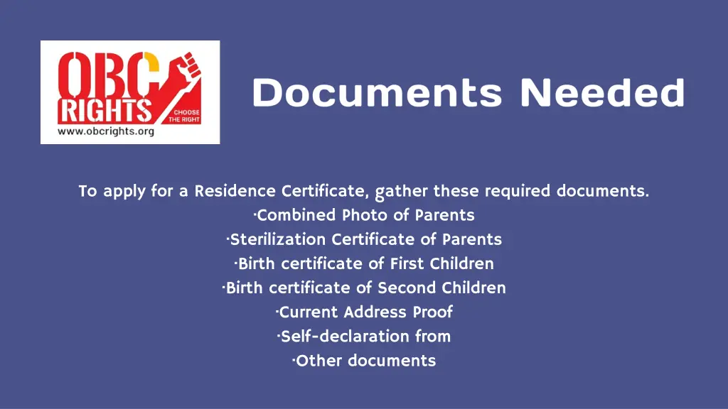 to apply for a residence certificate gather these