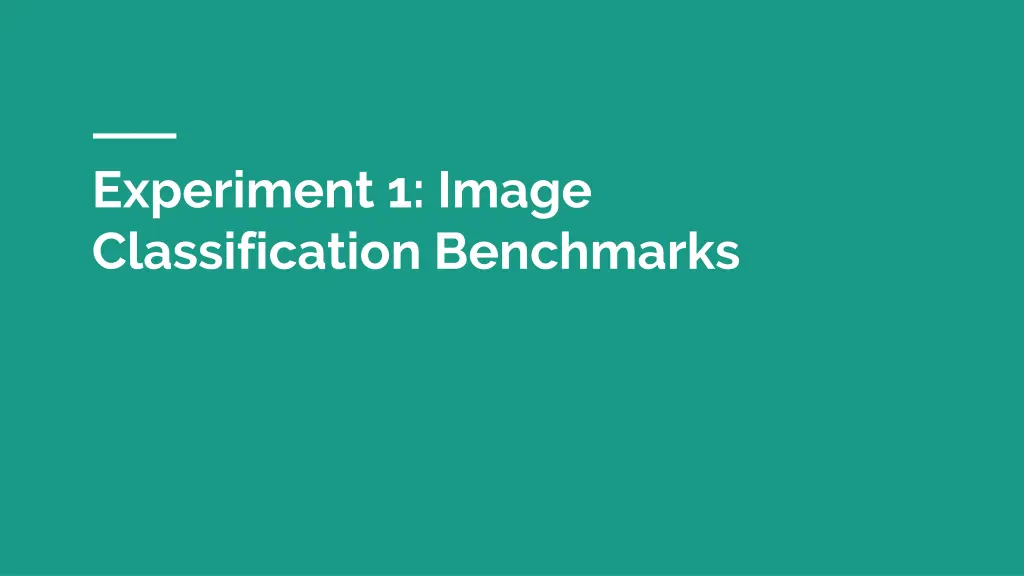 experiment 1 image classification benchmarks