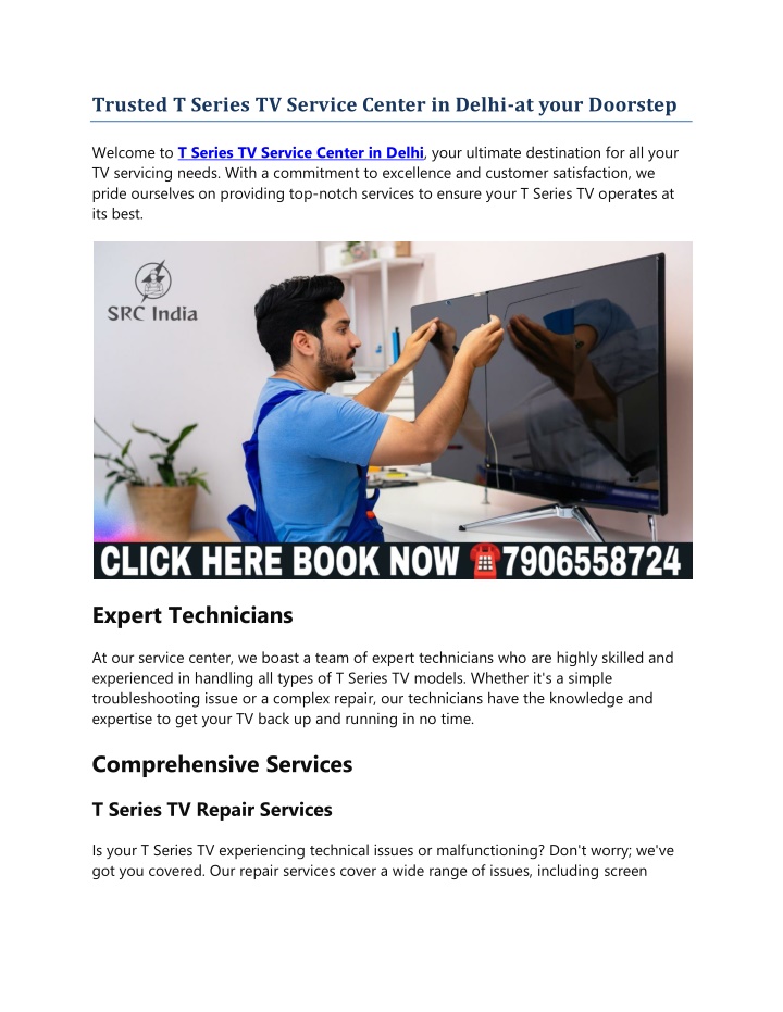 trusted t series tv service center in delhi