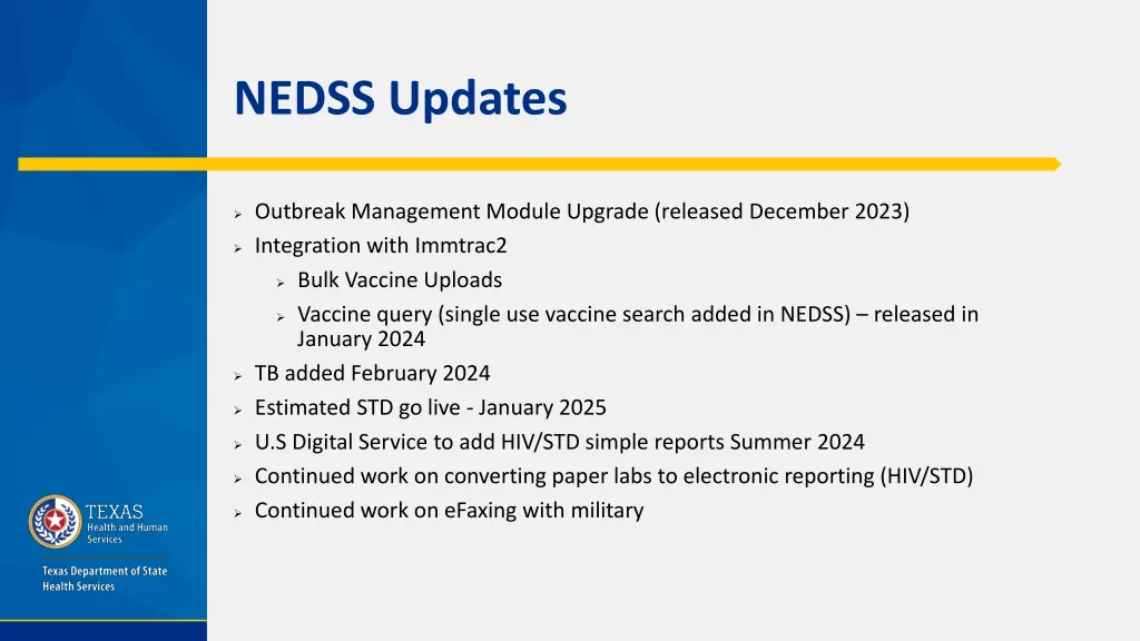 nedss updates