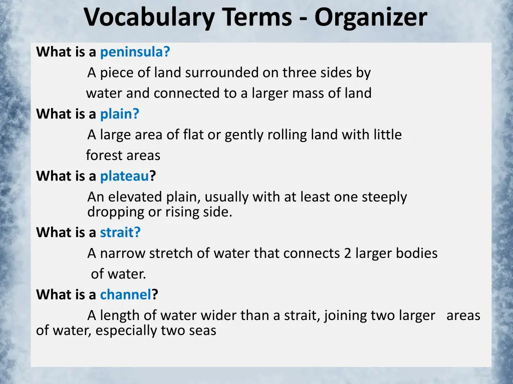 vocabulary terms organizer