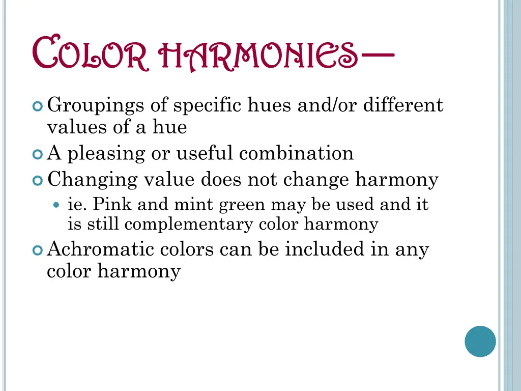 c c olor olor harmonies harmonies