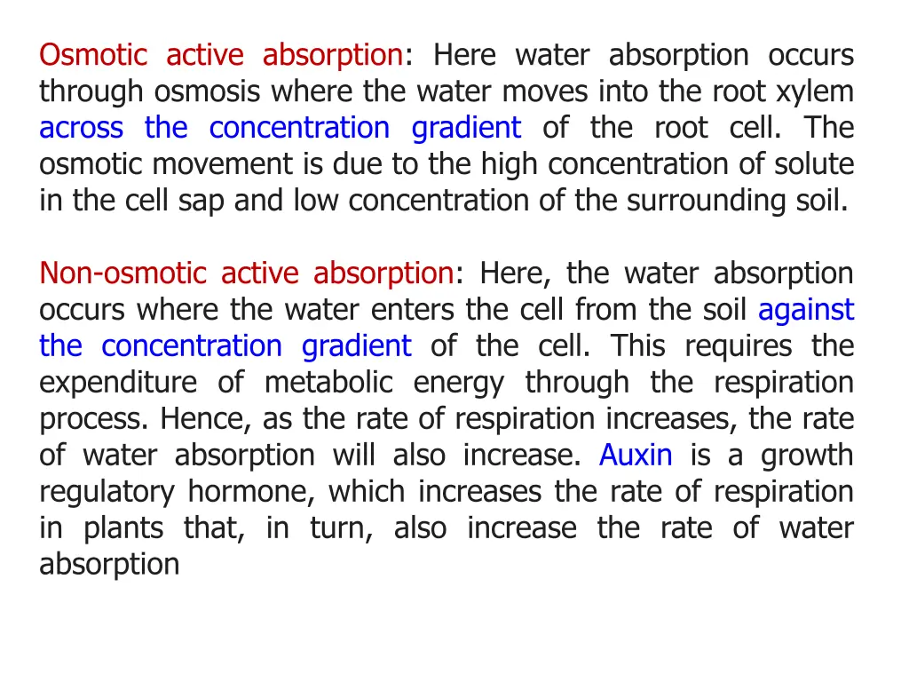 osmotic active absorption here water absorption