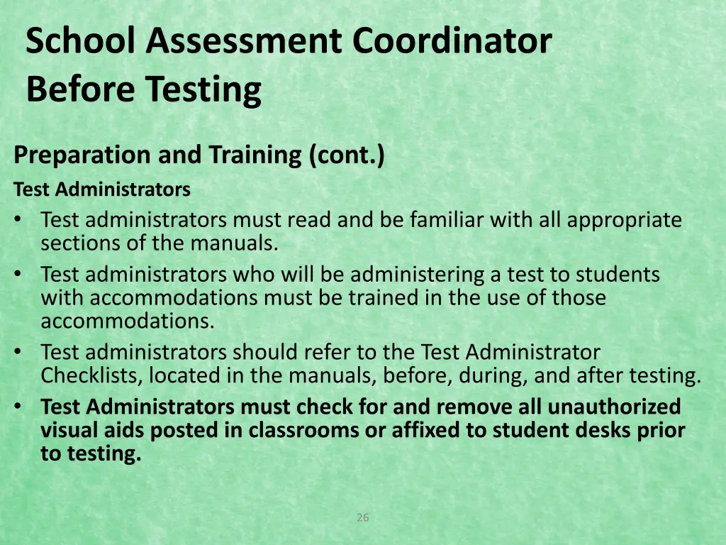 school assessment coordinator before testing 1