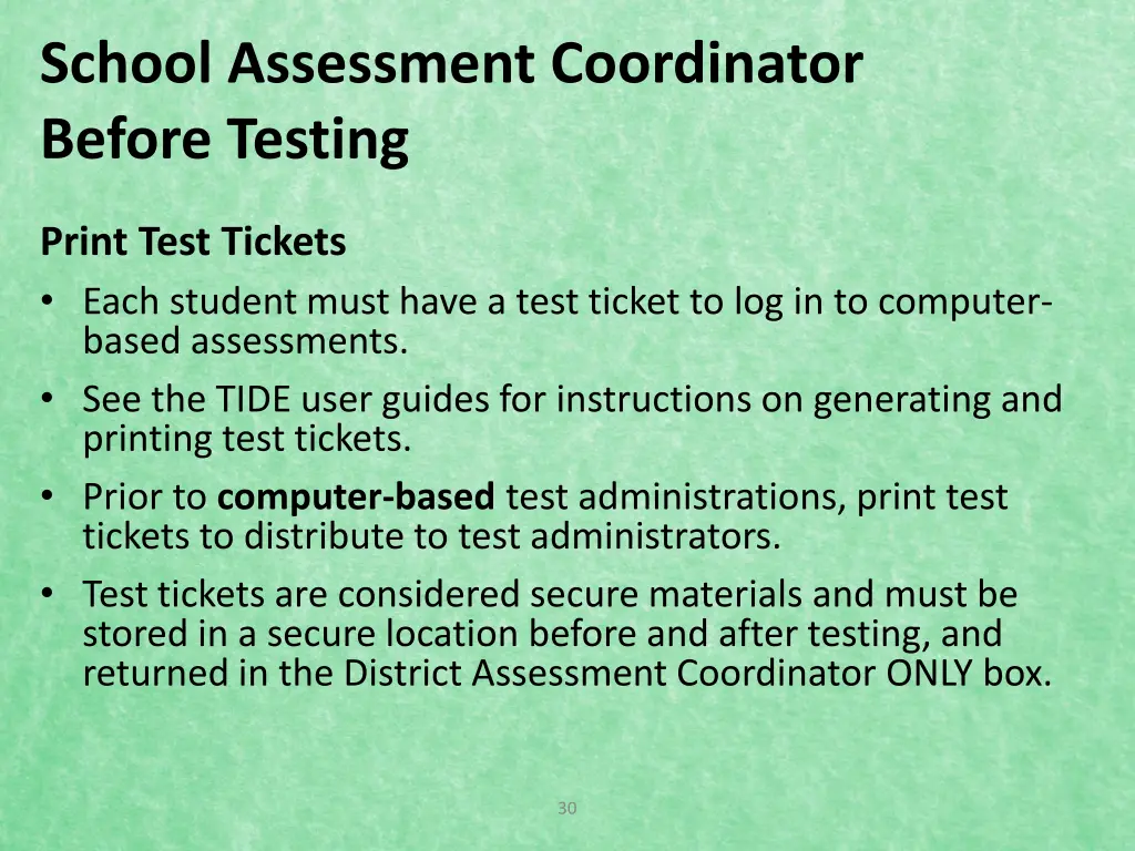 school assessment coordinator before testing 5