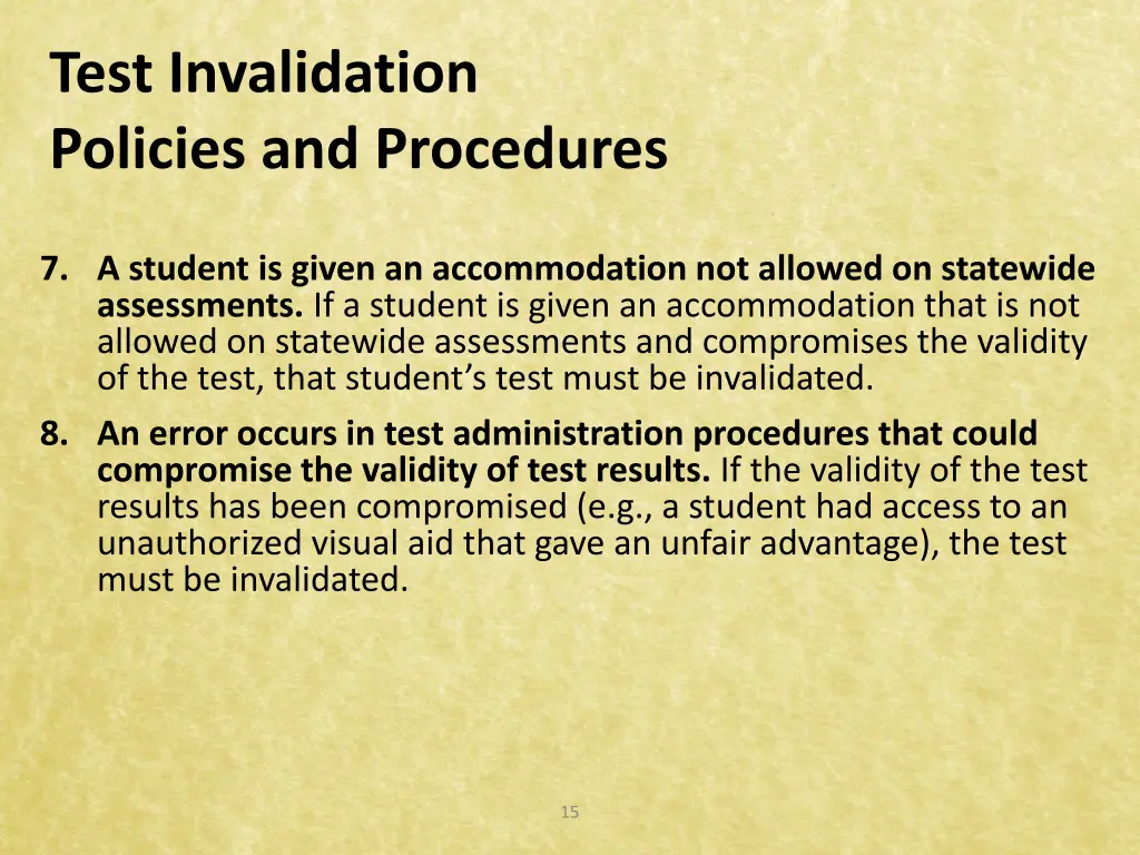 test invalidation policies and procedures 3