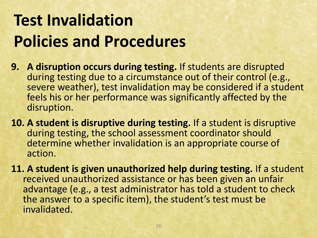 test invalidation policies and procedures 4