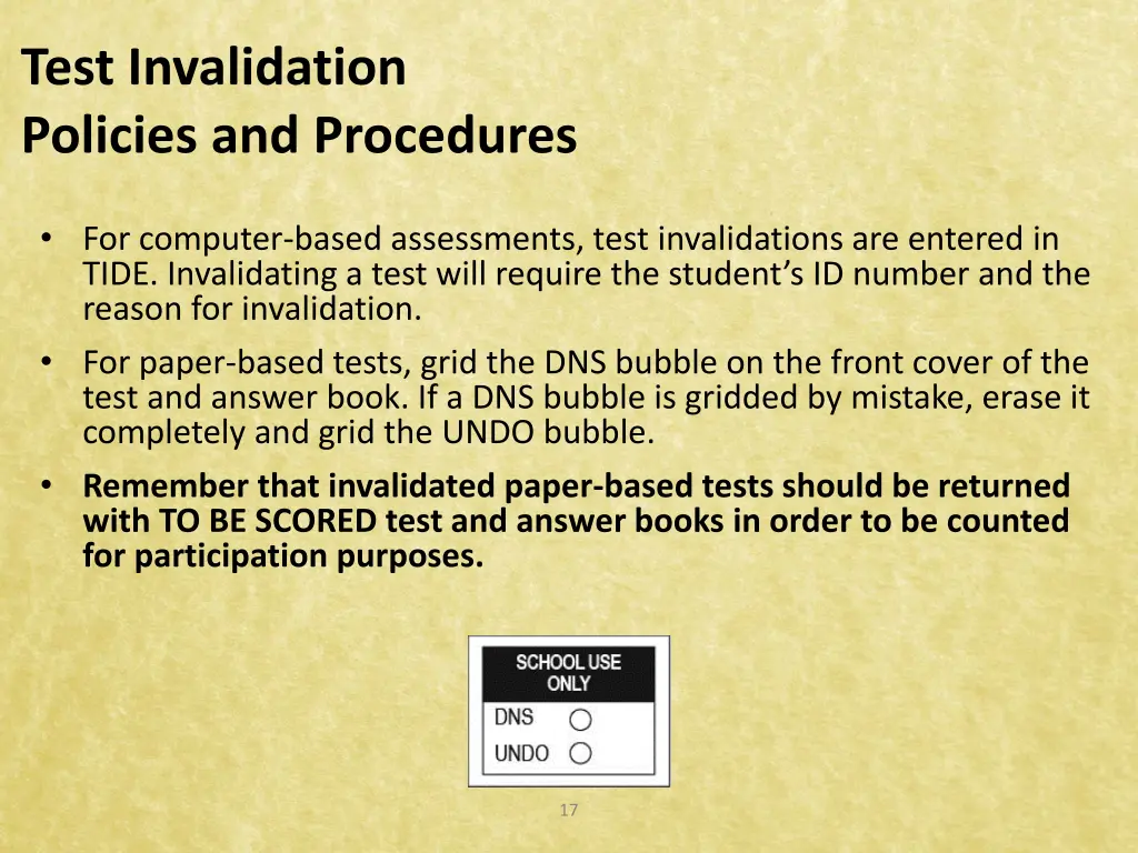 test invalidation policies and procedures 5