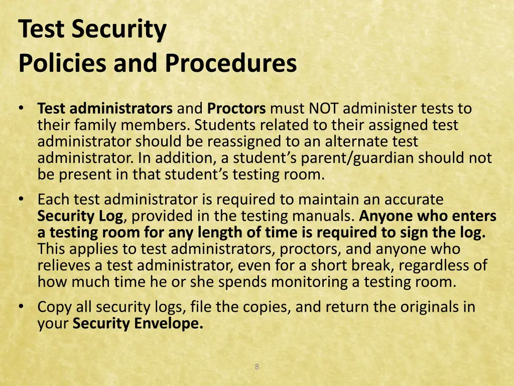 test security policies and procedures 3