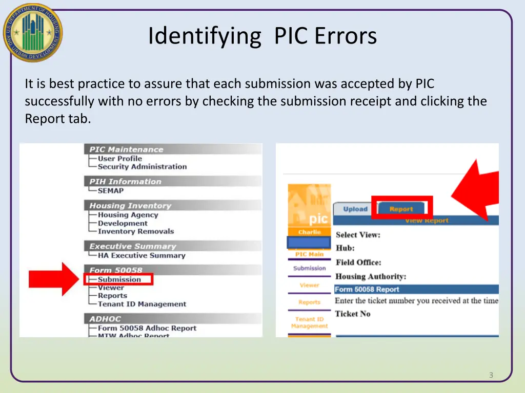 identifying pic errors