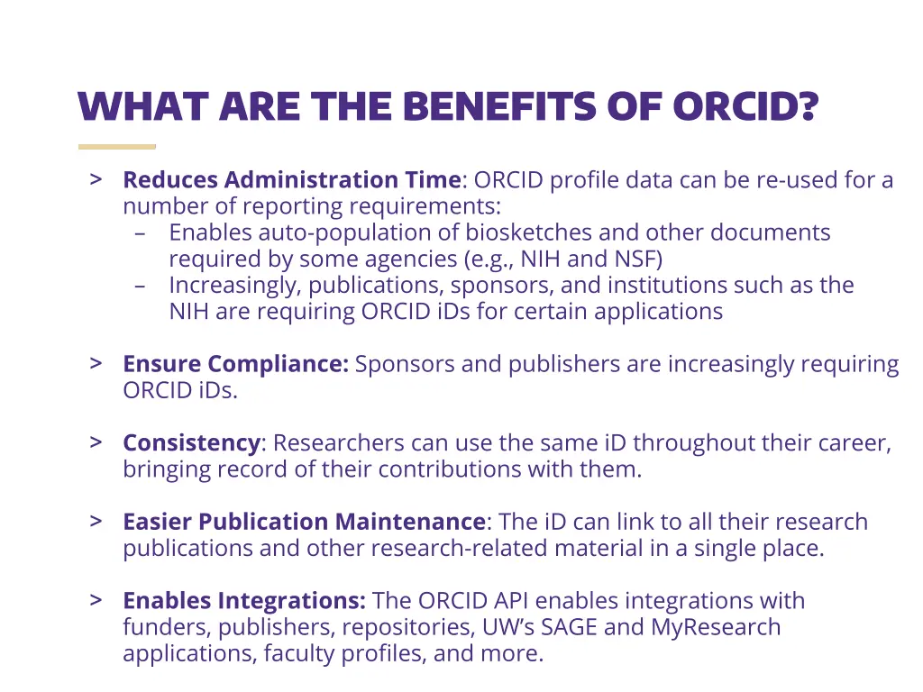 what are the benefits of orcid