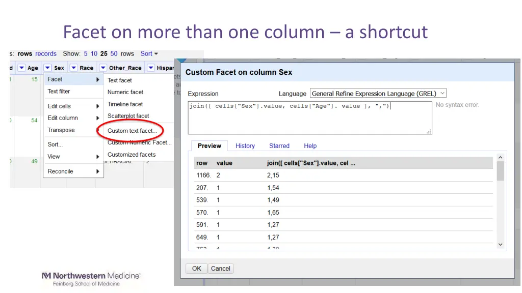 facet on more than one column a shortcut