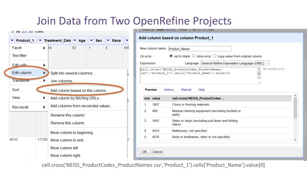 join data from two openrefine projects 1