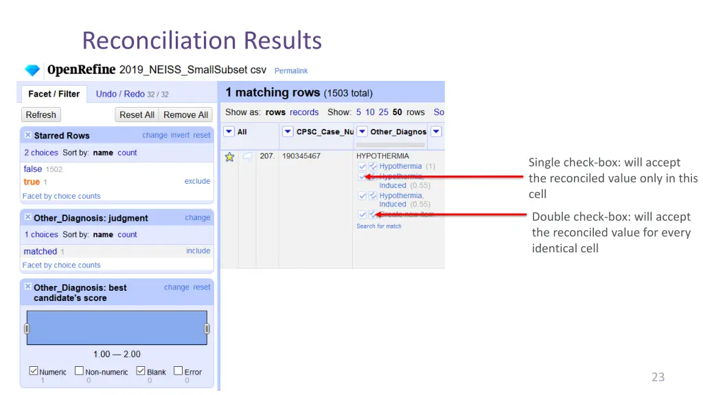 reconciliation results