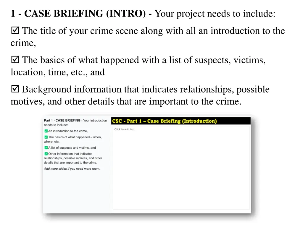 1 case briefing intro your project needs