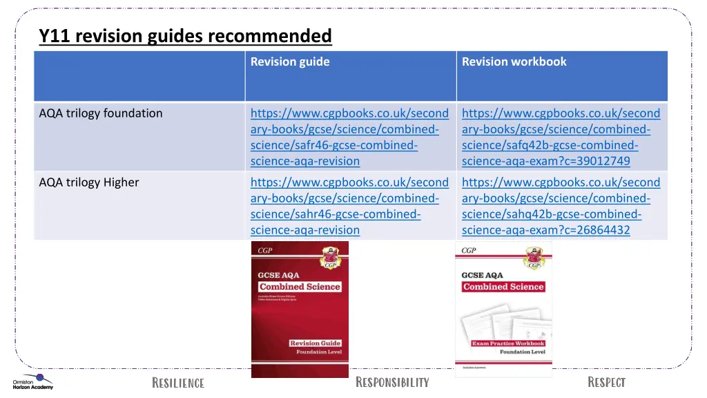 y11 revision guides recommended