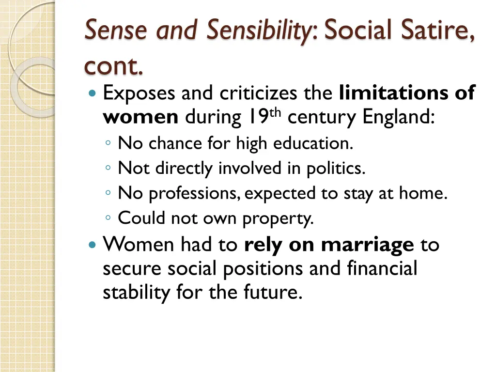 sense and sensibility social satire cont exposes