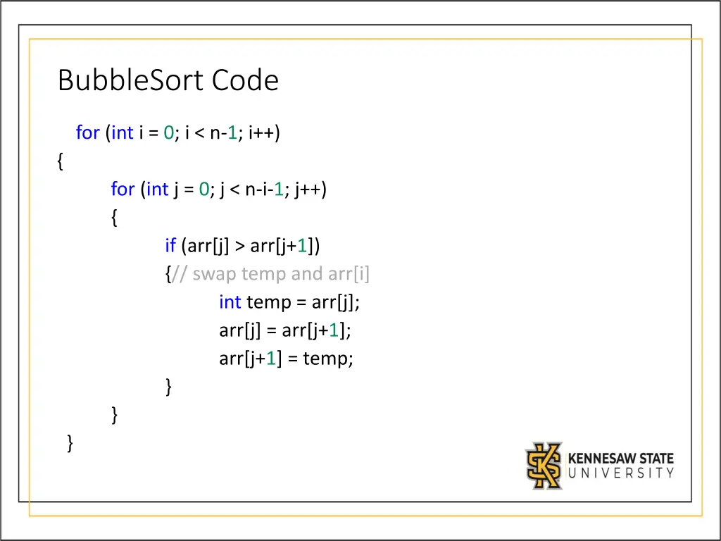 bubblesort code