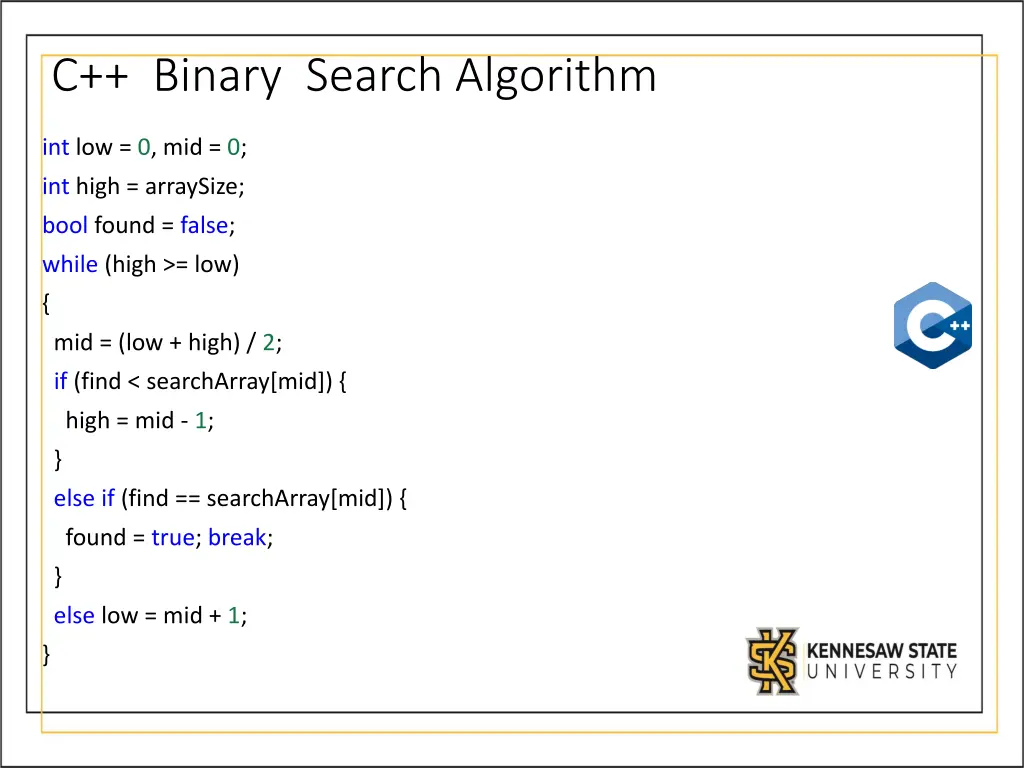 c binary search algorithm