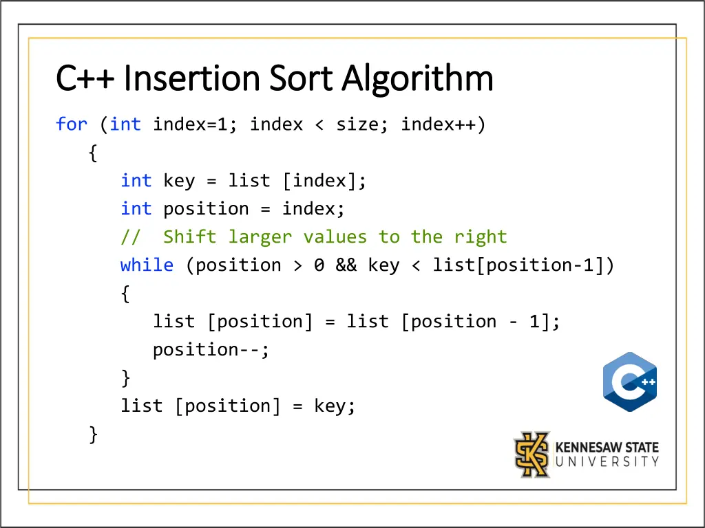 c insertion sort algorithm c insertion sort