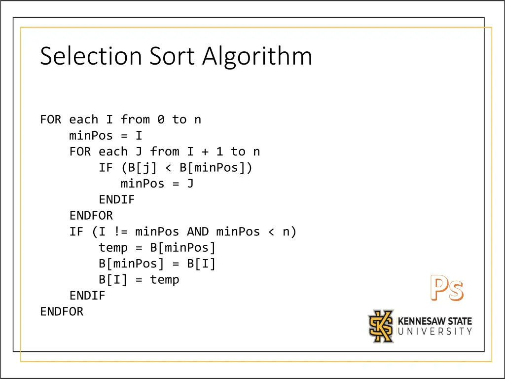 selection sort algorithm